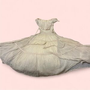 Gunne Sax Cream Lace Dress With Light Pink Details